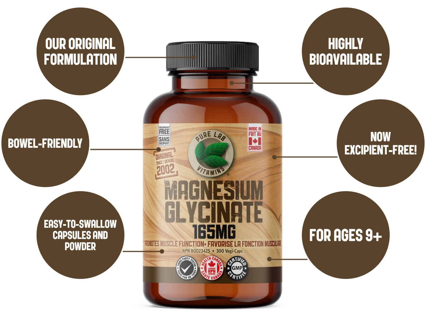 PURE LAB VITAMINS Magnesium Glycinate (120 veg caps)