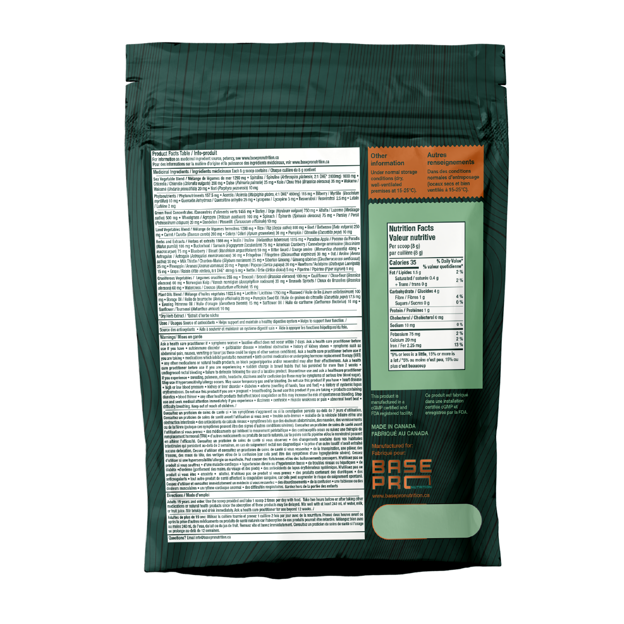 BASE PRO NUTRITION  Pro Greens (Unflavored - 240 grams)